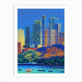 Austin Texas, City Us  Pointillism Art Print