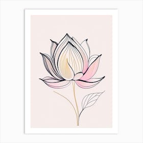 Lotus Flower Pattern Minimal Line Drawing 1 Art Print