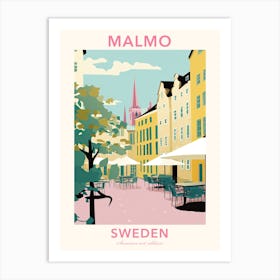 Malmo, Sweden, Flat Pastels Tones Illustration 1 Poster Art Print