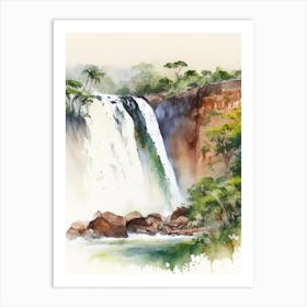 Kalandula Falls, Angola Water Colour  (1) Art Print