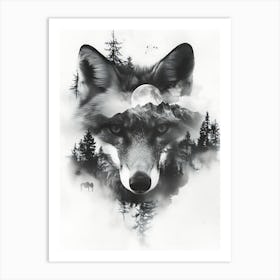 Wolf In The Forest 14 Art Print