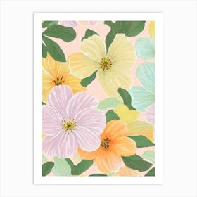 Alstromeria Pastel Floral 5 Flower Art Print