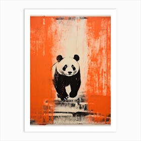 Panda, Woodblock Animal  Drawing 2 Art Print