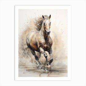 A Horse Painting In The Style Of Wash Technique 1 Art Print