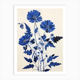 Blue Botanical Asters 3 Art Print