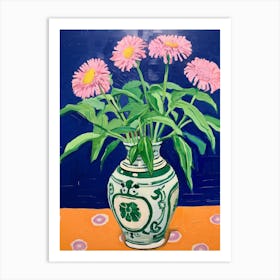 Flowers In A Vase Still Life Painting Asters 2 Art Print