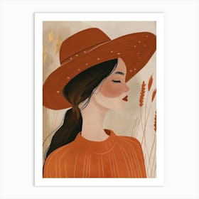 Autumn Girl In A Hat Art Print