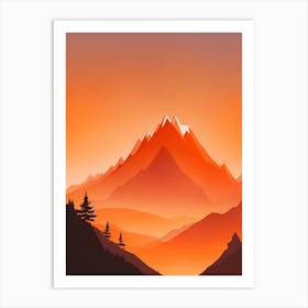 Misty Mountains Vertical Composition In Orange Tone 177 Art Print