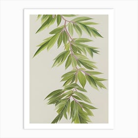 Watercolor Leaves Branch Nature Plant Growing Still Life Botanical Study Art Print