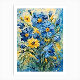 Blue And Yellow Flowers Art Print