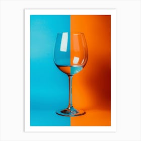 Wine Glass Isolated On Blue And Orange Art Print