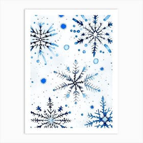 Pattern, Snowflakes, Minimalist Watercolour 3 Art Print