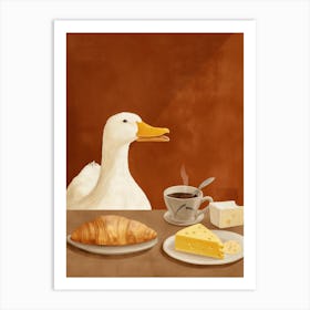 Duck And Croissants Art Print