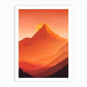 Misty Mountains Vertical Composition In Orange Tone 338 Art Print