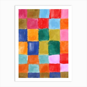 Hand-Painted Checkerboard Collage Art Print