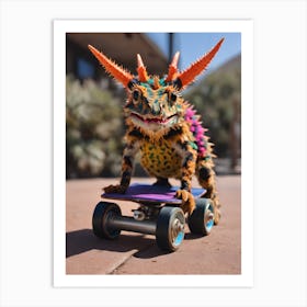 Lizard On A Skateboard Art Print