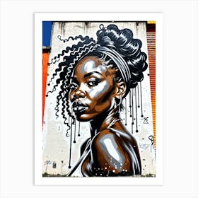 Graffiti Mural Of Beautiful Black Woman 359 Art Print