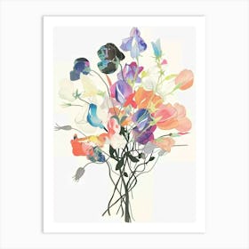 Sweet Pea 1 Collage Flower Bouquet Art Print