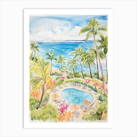 Four Seasons Resort Maui At Wailea   Maui, Hawaii   Resort Storybook Illustration 4 Art Print