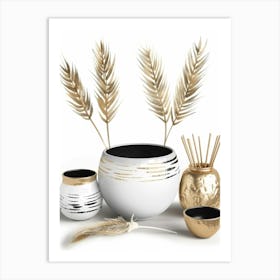 Gold And White Decor Art Print