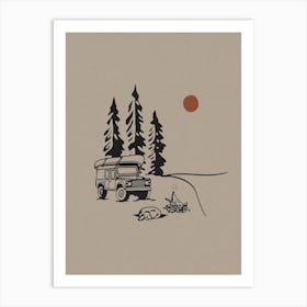 Lakes Canoe Landrover Art Print