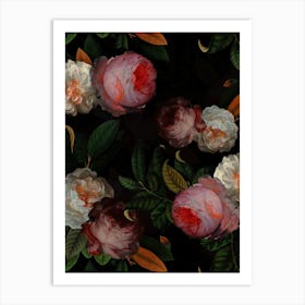 Antique Jan Davidsz De Heem Roses Night Garden Art Print