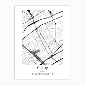 Clichy,France Minimalist Map Art Print