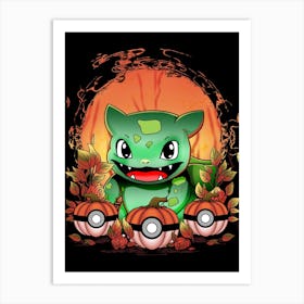 Bulbasaur Spooky Night - Pokemon Halloween Art Print