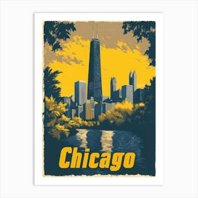 Aihrgdesign A Vintage Travel Poster Of Chicago Featuring The 5 Art Print