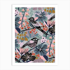 Birds And Berries Art Print