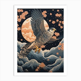 American Kestrel Gold Detail Painting Art Print