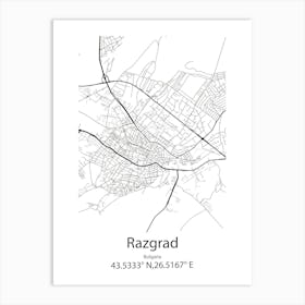 Razgrad,Bulgaria Minimalist Map Art Print