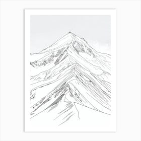 Mount Meru Tanzania Color Line Drawing (3) Art Print