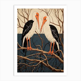 Art Nouveau Birds Poster Stork Art Print