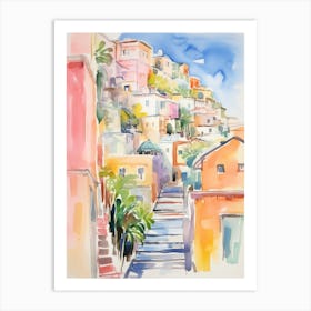 Positano, Italy Watercolour Streets 4 Art Print