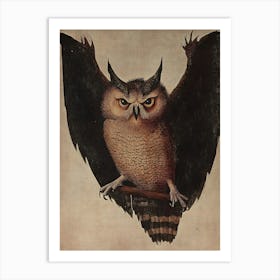 Owl With Wings Art Print