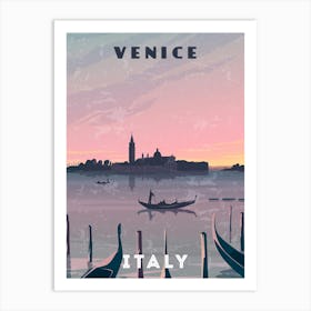 Venice, Italy — Retro travel minimalist poster Art Print