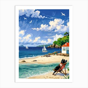 Dog On The Beach Art Print