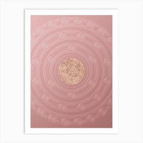 Geometric Gold Glyph on Circle Array in Pink Embossed Paper n.0149 Art Print