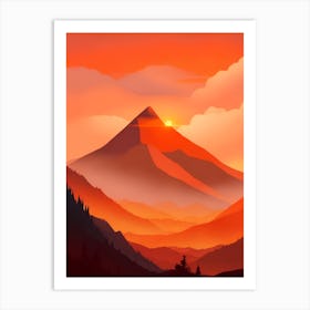 Misty Mountains Vertical Composition In Orange Tone 346 Art Print