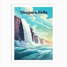 Niagara Falls Ontario Canada Waterfall Modern Travel Art Art Print