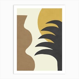 Mediterranean Abstract Neutral Gold Brown Black Art Print