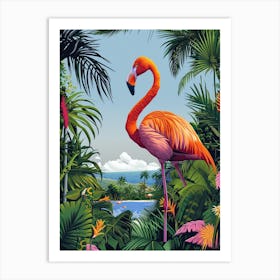 Greater Flamingo Italy Tropical Illustration 3 Art Print