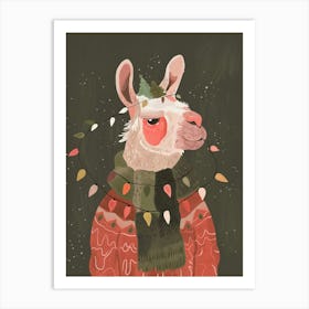 Festive Glow Llama Art Print