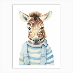 Baby Animal Watercolour Zebra Art Print