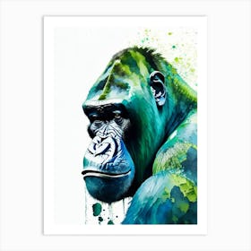 Gorilla Peeling Banana Gorillas Mosaic Watercolour 4 Art Print