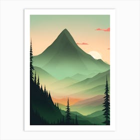 Misty Mountains Vertical Composition In Green Tone 123 Art Print