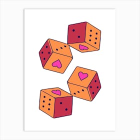 Dice With Hearts Art Print