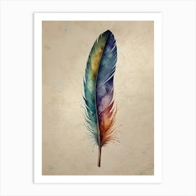 Watercolor Feather Painting Art Print