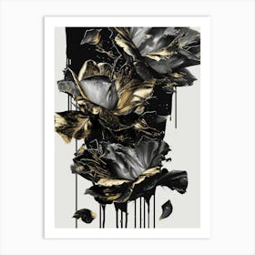 Black And Gold Roses Art Print